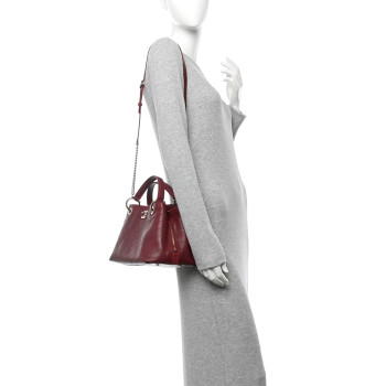 CHANEL Calfskin Stitched Small Chevron Chic Shopping Bag Red