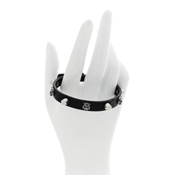 GUCCI Calfskin Feline Heads Bracelet L Black