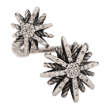 DAVID YURMAN Sterling Silver Diamond 28mm Open Starburst Ring