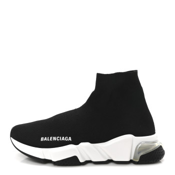 BALENCIAGA Neoprene Knit Womens Speed Clear Sole Sneakers 37 Black White