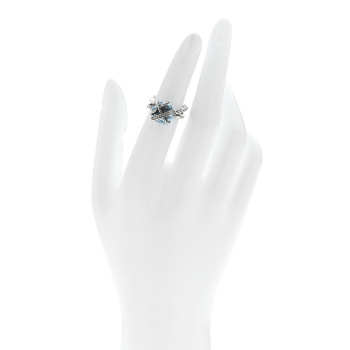 DAVID YURMAN Sterling Silver Diamond Blue Topaz 10mm Cable Wrap Ring 47 4.25