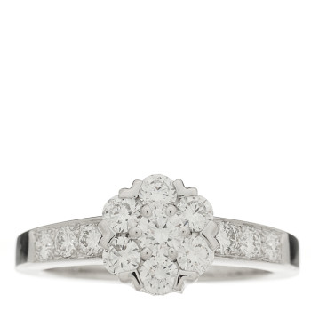 VAN CLEEF & ARPELS 18K White Gold Diamond Fleurette Ring 48 4.5