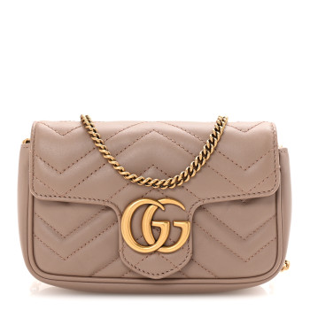 GUCCI Calfskin Matelasse Super Mini GG Marmont Shoulder Bag Porcelain Rose