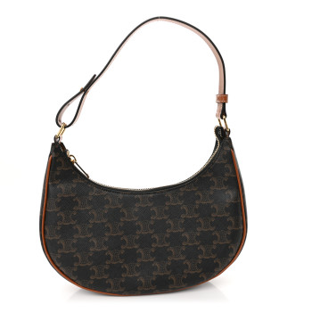 CELINE Triomphe Canvas Calfskin Ava Shoulder Bag Tan