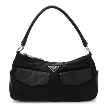 PRADA Tessuto Nylon Buffalo Shoulder Bag Black