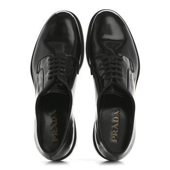 PRADA Spazzolato Lace Up 50mm Men's Loafers 8 Black