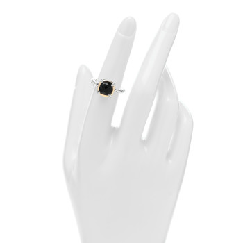 DAVID YURMAN Sterling Silver 18K Yellow Gold Diamond Black Onyx 7mm Petite Chatelaine Ring 51 5.75