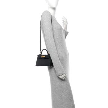 HERMES Chevre Chamkila Mini Kelly Sellier 20 Black