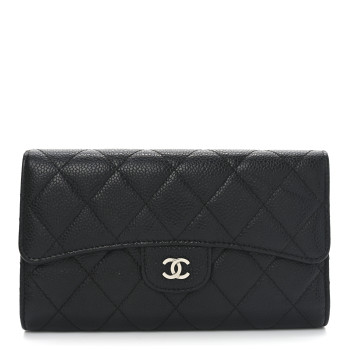 CHANEL Caviar Quilted Large Flap Wallet Black