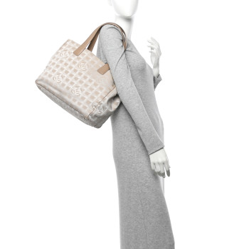 CHANEL Nylon Medium Travel Tote Beige