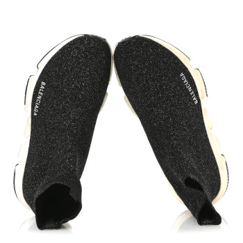 BALENCIAGA Knit Metal Womens Speed Sneakers 40 Black Gold