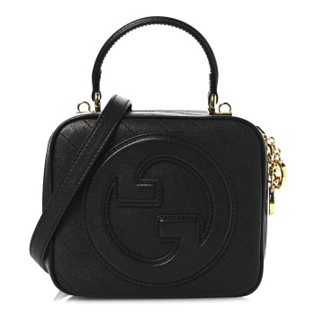 GUCCI Sakai Be Green Calfskin Diagonal Stitched Blondie Top Handle Bag Black