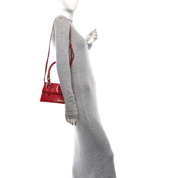 JACQUEMUS Glazed Calfskin Le Chiquito Boucle Moyen Red