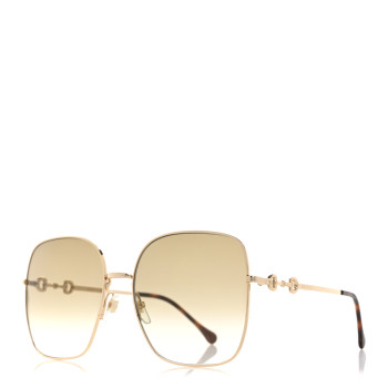 GUCCI Metal Horsebit Square Frame Sunglasses GG0879S Gold