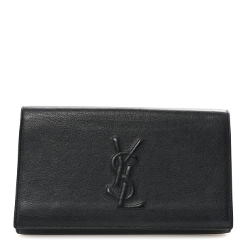 SAINT LAURENT Calfskin Monogram Large Belle De Jour Clutch Black