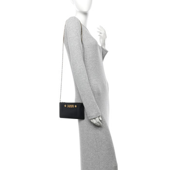 CHRISTIAN DIOR Calfskin J'adior Croisiere Chain Pouch Black