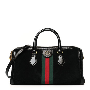 GUCCI Suede Patent GG Web Medium Ophidia Boston Black