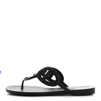 HERMES Rubber Womens Egerie Sandals 41 Black