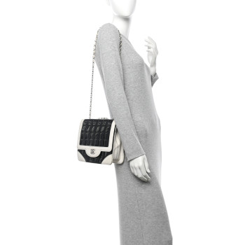CHANEL Lambskin Patent Chocolate Bar Flap Black White