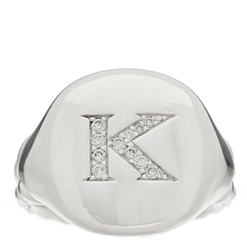 DAVID YURMAN Sterling Silver Diamond 14mm Initial K Pinky Ring 44 3