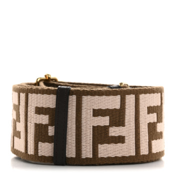 FENDI Ribbon Vitello Century FF 1974 Embroidered Adjustable Strap You Fango Rosa Confetto Chocolate