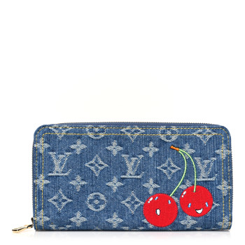 LOUIS VUITTON LV X TM Monogram Denim Cerises Zippy Wallet Blue