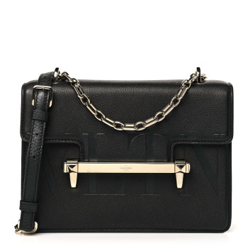 VALENTINO GARAVANI Grainy Calfskin Medium VLTN Uptown Shoulder Bag Black
