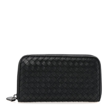 BOTTEGA VENETA Nappa Intrecciato Zip Around Wallet Black