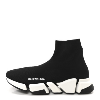 BALENCIAGA Technical 3D Recycled Knit Bi-Color Sole Womens Speed 2.0 Sneakers 40 Black White