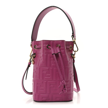 FENDI Vitello Liberty F is Fendi FF 1974 Embossed Mini Mon Tresor Bucket Bag Ciclamino Pilar