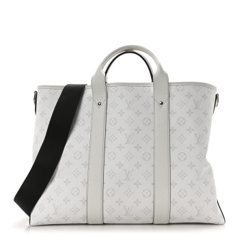 LOUIS VUITTON Monogram Eclipse Taigaramma Weekend Tote NM Optic White