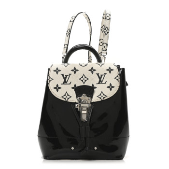 LOUIS VUITTON Patent Monogram Hot Springs Backpack Black White