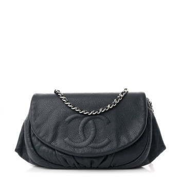 CHANEL Caviar Half Moon Wallet On Chain WOC Dark Blue