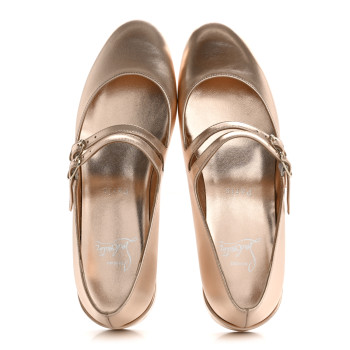 CHRISTIAN LOUBOUTIN Calf Laminato Satin Sweet Jane Flats 36 Leche