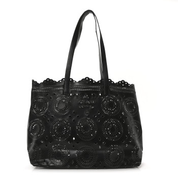 PRADA City Calf Laser Cut Tote Black