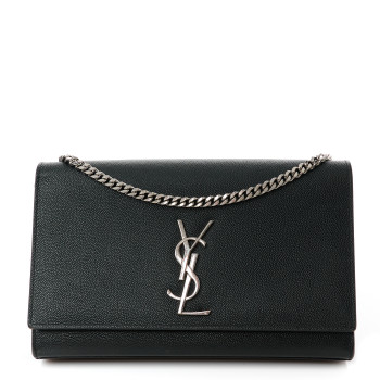 SAINT LAURENT Grain De Poudre Medium Classic Monogram Kate Satchel Black