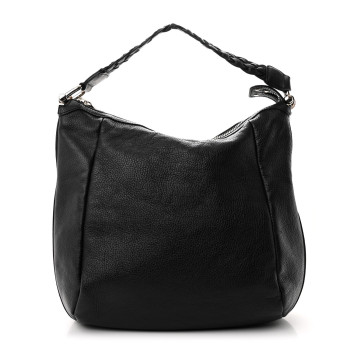 GUCCI Grained Calfskin Bamboo Bar Hobo Black
