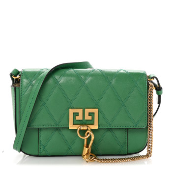 GIVENCHY Goatskin Quilted GV3 Mini Pocket Convertible Bag Green