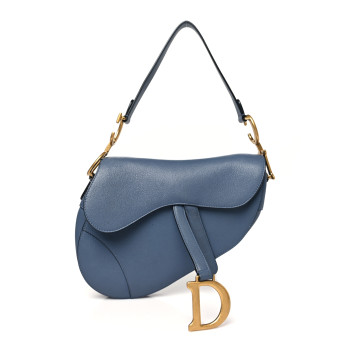 CHRISTIAN DIOR Calfskin Saddle Bag Sky Blue