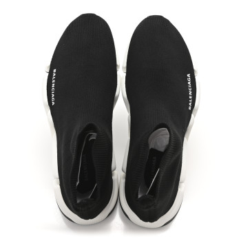 BALENCIAGA Technical 3D Recycled Knit Bi-Color Sole Womens Speed 2.0 Sneakers 40 Black White