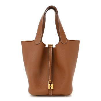 HERMES Taurillon Clemence Picotin Lock 22 MM Gold