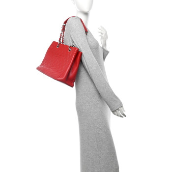 CHANEL Caviar Quilted Grand Shopping Tote GST Red