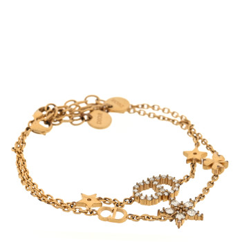 CHRISTIAN DIOR Crystal Star Charms Bracelet Set Gold
