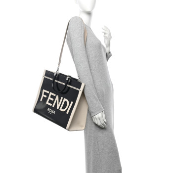 FENDI Patent Plexiglass Medium Fendi Sunshine Shopper Tote Black Ice White