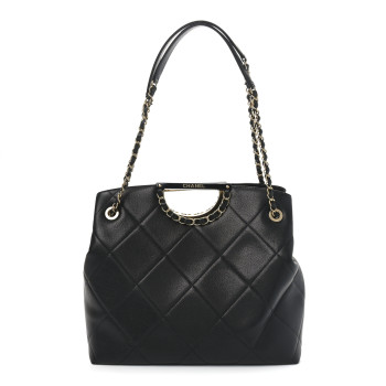 CHANEL Caviar Quilted Large A Real Catch Shopping Bag Black