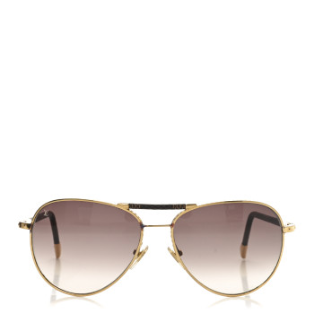 LOUIS VUITTON Damier Ebene Conspiration Pilote Aviator Sunglasses Z0202U Gold