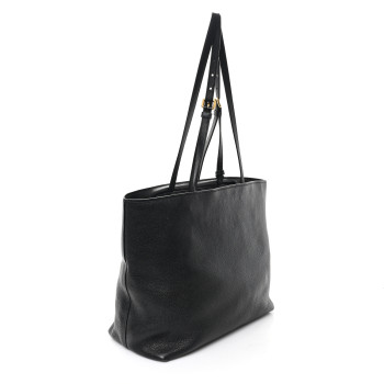 PRADA Vitello Daino Pocket Shopping Tote Black