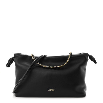 LOEWE Mellow Nappa Medium Donut Chain Flamenco Knot Clutch Black