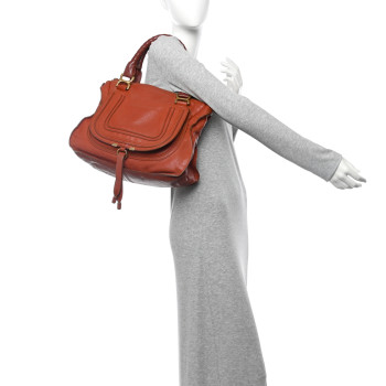 CHLOE Calfskin Medium Marcie Satchel Brown Delight