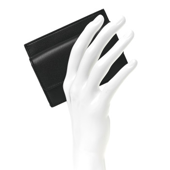FENDI Nappa Matisse FF Diagonal Embossed Fold Over Card Holder Wallet Black